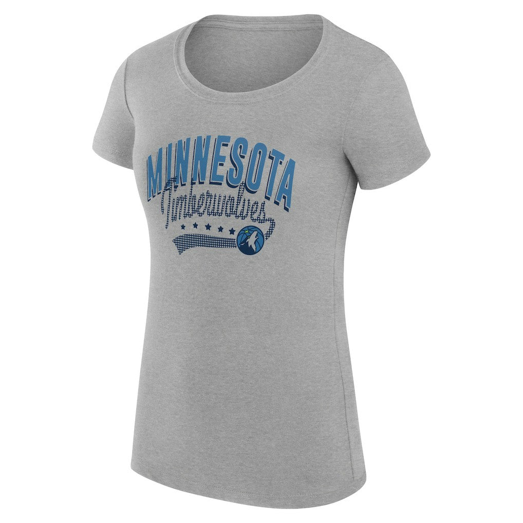 Minnesota Timberwolves G-III 4Her by Carl Banks Women's Super-Slim Fit Lightweight Filigree Logo T-Shirt - Heather Gray on sale