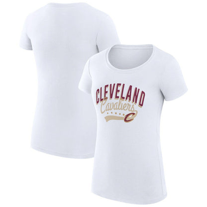 Cleveland Cavaliers G-III 4Her by Carl Banks Women's Super-Slim Fit Lightweight Filigree Logo T-Shirt - White on sale
