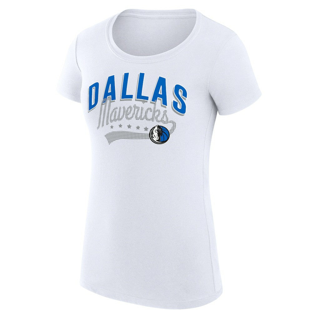 Dallas Mavericks G-III 4Her by Carl Banks Women's Super-Slim Fit Lightweight Filigree Logo T-Shirt - White on sale