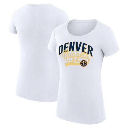 Denver Nuggets G-III 4Her by Carl Banks Women's Super-Slim Fit Lightweight Filigree Logo T-Shirt - White outlet