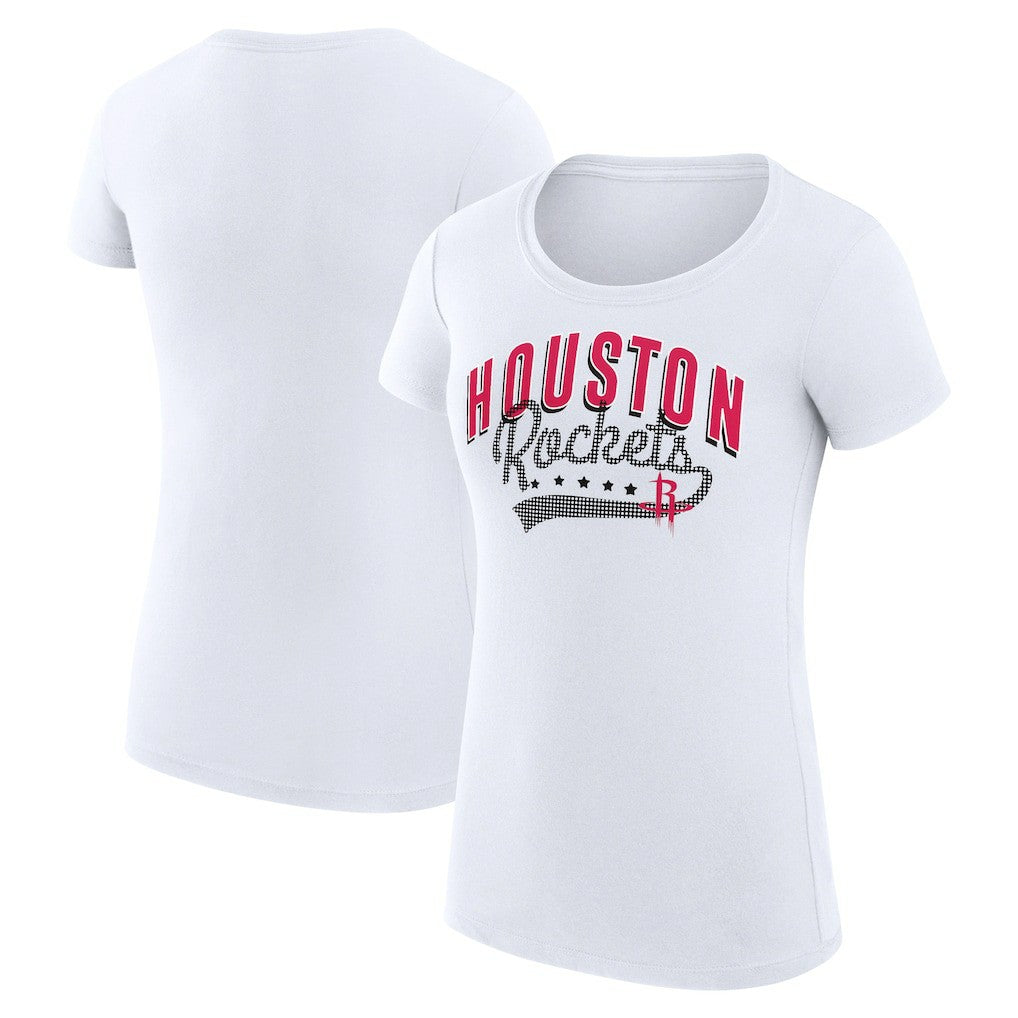 Houston Rockets G-III 4Her by Carl Banks Women's Super-Slim Fit Lightweight Filigree Logo T-Shirt - White for sale
