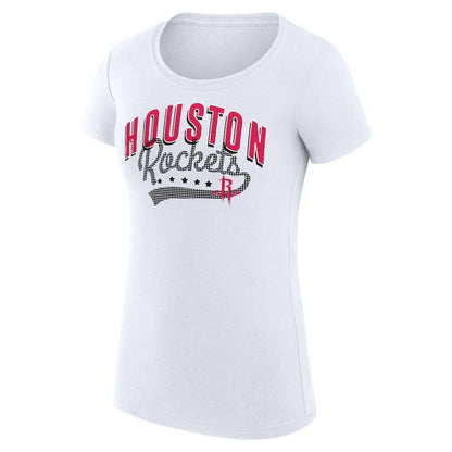 Houston Rockets G-III 4Her by Carl Banks Women's Super-Slim Fit Lightweight Filigree Logo T-Shirt - White for sale
