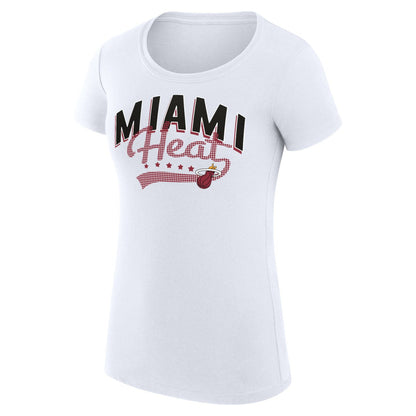Miami Heat G-III 4Her by Carl Banks Women's Super-Slim Fit Lightweight Filigree Logo T-Shirt - White shop