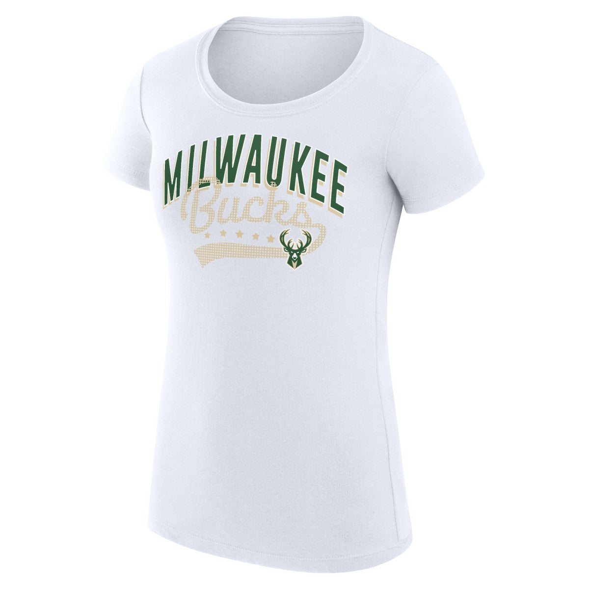 Milwaukee Bucks G-III 4Her by Carl Banks Women's Super-Slim Fit Lightweight Filigree Logo T-Shirt - White outlet