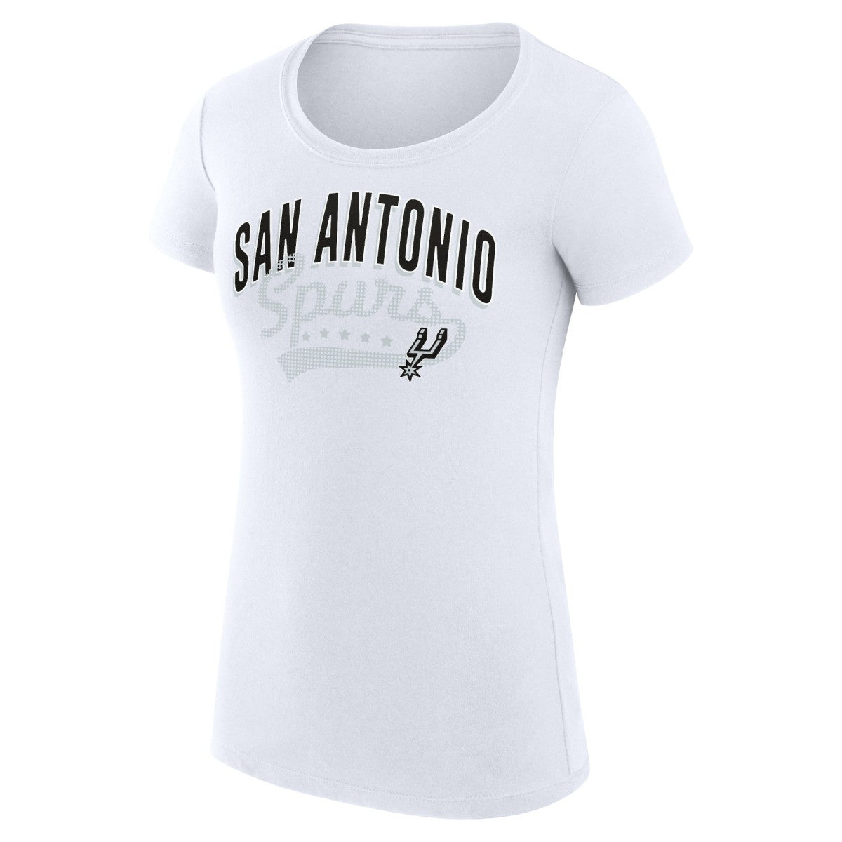 San Antonio Spurs G-III 4Her by Carl Banks Women's Super-Slim Fit Lightweight Filigree Logo T-Shirt - White for sale