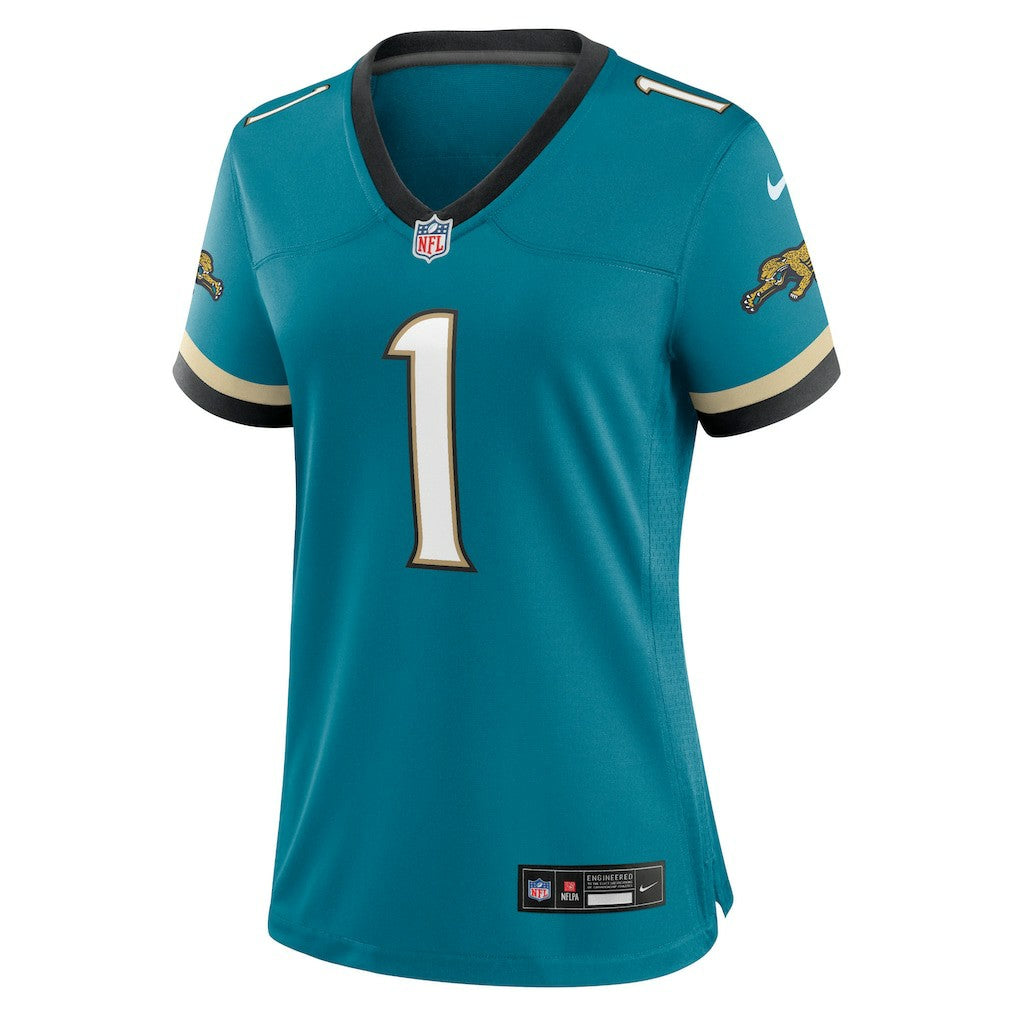 Travis Etienne Jr Jacksonville Jaguars Women's Prowler Throwback Game Jersey - Teal | Nike discount