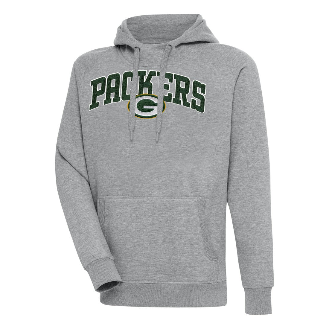 Green Bay Packers Antigua Victory Pullover Hoodie - Heather Gray on sale