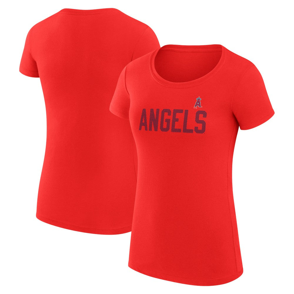 Los Angeles Angels G-III 4Her by Carl Banks Women's Super-Slim Fit Lightweight Dot Print T-Shirt - Red
