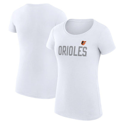Baltimore Orioles G-III 4Her by Carl Banks Women's Super-Slim Fit Lightweight Dot Print T-Shirt - White