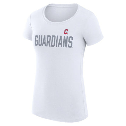 Cleveland Guardians G-III 4Her by Carl Banks Women's Super-Slim Fit Lightweight Dot Print T-Shirt - White
