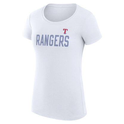 Texas Rangers G-III 4Her by Carl Banks Women's Super-Slim Fit Lightweight Dot Print T-Shirt - White