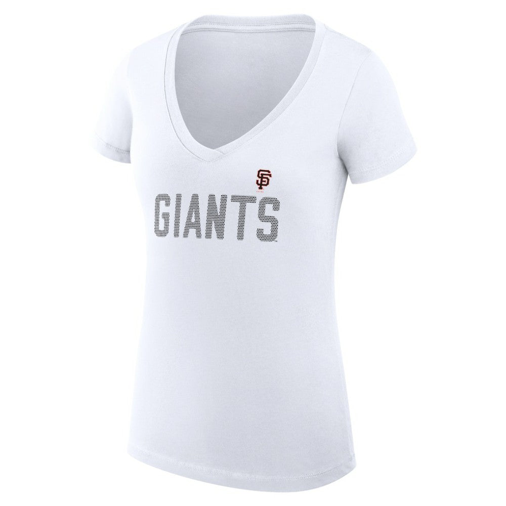 San Francisco Giants G-III 4Her by Carl Banks Women's Super-Slim Fit Lightweight Dot Print V-Neck T-Shirt - White