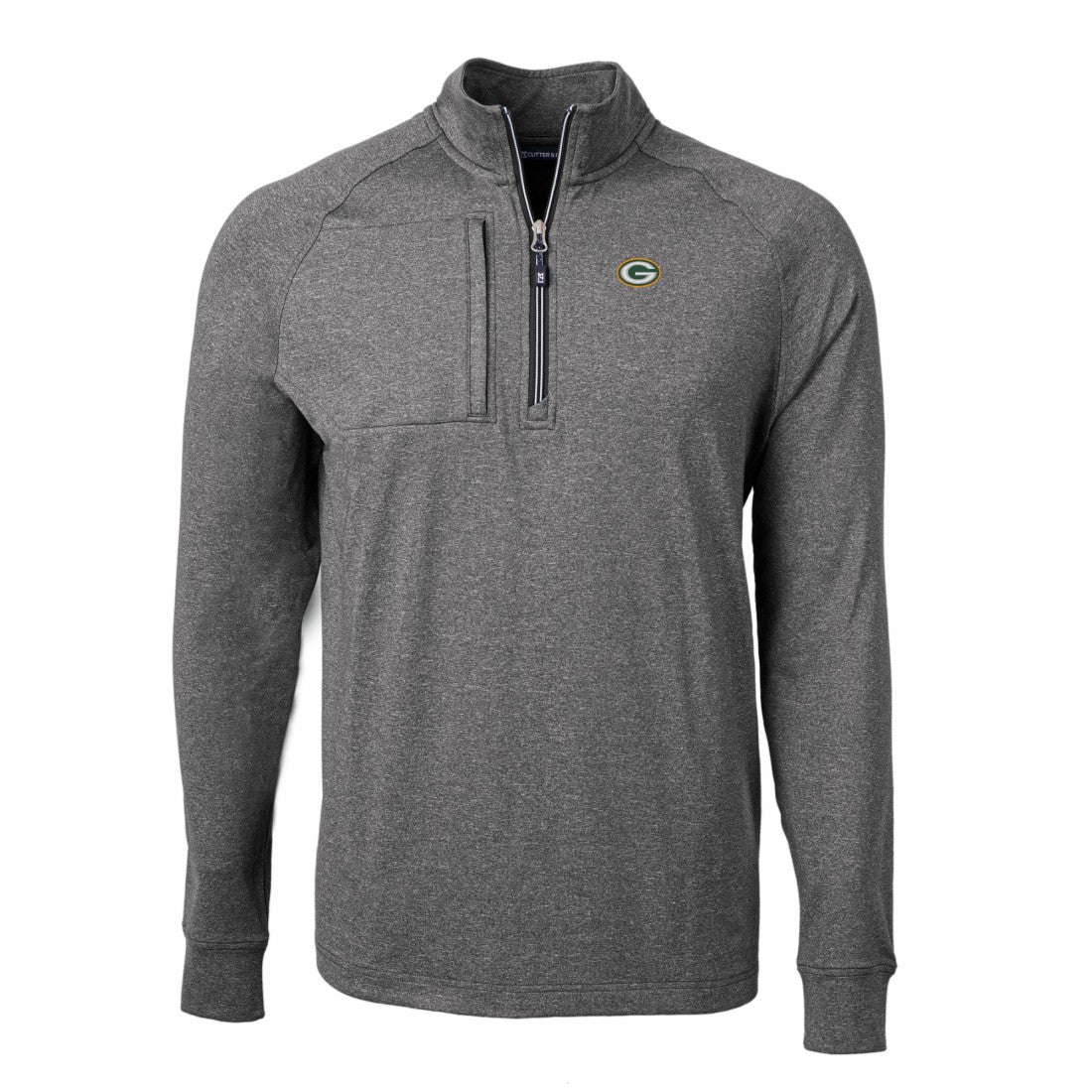 Green Bay Packers Cutter & Buck Big & Tall Adapt Eco Knit Quarter-Zip Pullover Top - Heather Black outlet