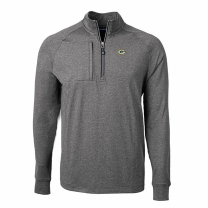 Green Bay Packers Cutter & Buck Big & Tall Adapt Eco Knit Quarter-Zip Pullover Top - Heather Black outlet