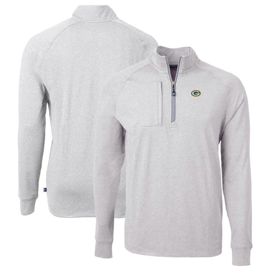 Green Bay Packers Cutter & Buck Big & Tall Adapt Eco Knit Quarter-Zip Pullover Top - Heather Gray cheap
