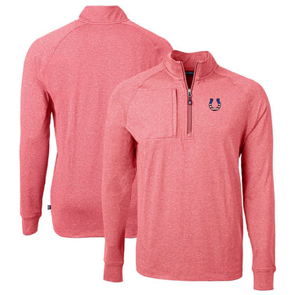 Indianapolis Colts Cutter & Buck Big & Tall Adapt Eco Knit Quarter-Zip Pullover Top - Heather Red sale