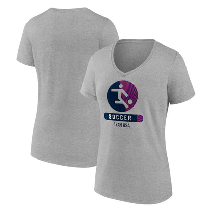 US Soccer Women's Radiating Victory V-Neck T-Shirt - Heather Gray on sale