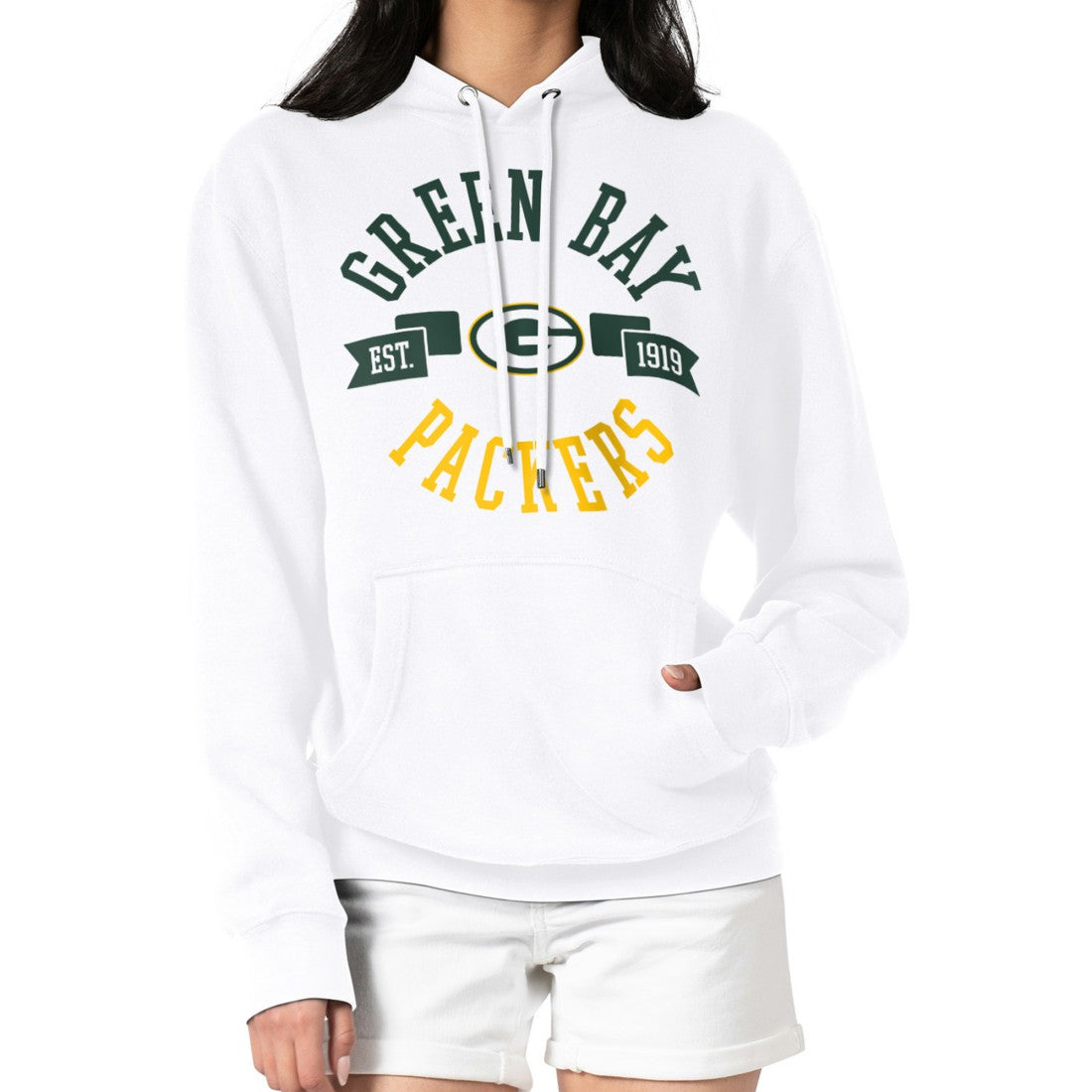Green Bay Packers G-III 4Her by Carl Banks Women's City Graphic Team Fleece Pullover Hoodie - White outlet