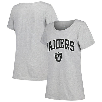 Las Vegas Raiders Women's Plus Size Arch Over Logo T-Shirt - Heather Gray sale