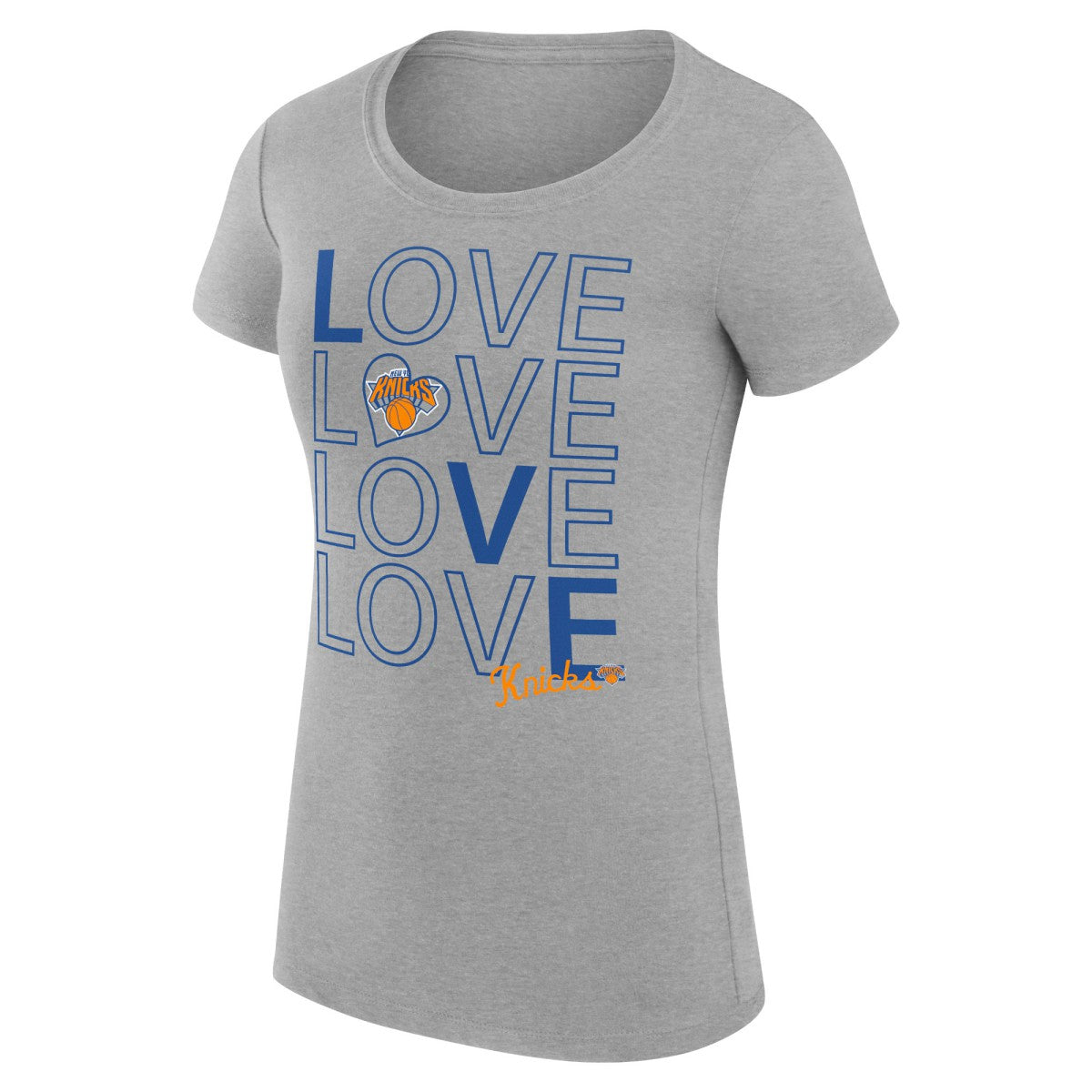 New York Knicks G-III 4Her by Carl Banks Women's Super-Slim Fit Lightweight Basketball Love T-Shirt - Heather Gray for sale