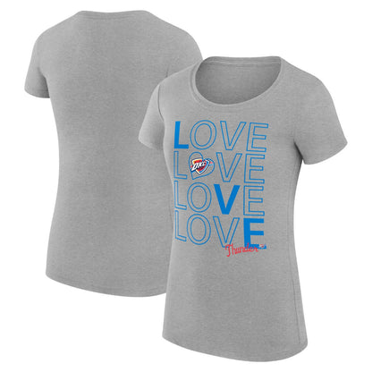 Oklahoma City Thunder G-III 4Her by Carl Banks Women's Super-Slim Fit Lightweight Basketball Love T-Shirt - Heather Gray for sale