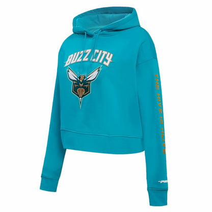 Charlotte Hornets Pro Standard Women's 2023/24 City Edition Cropped Pullover Hoodie - Teal on sale