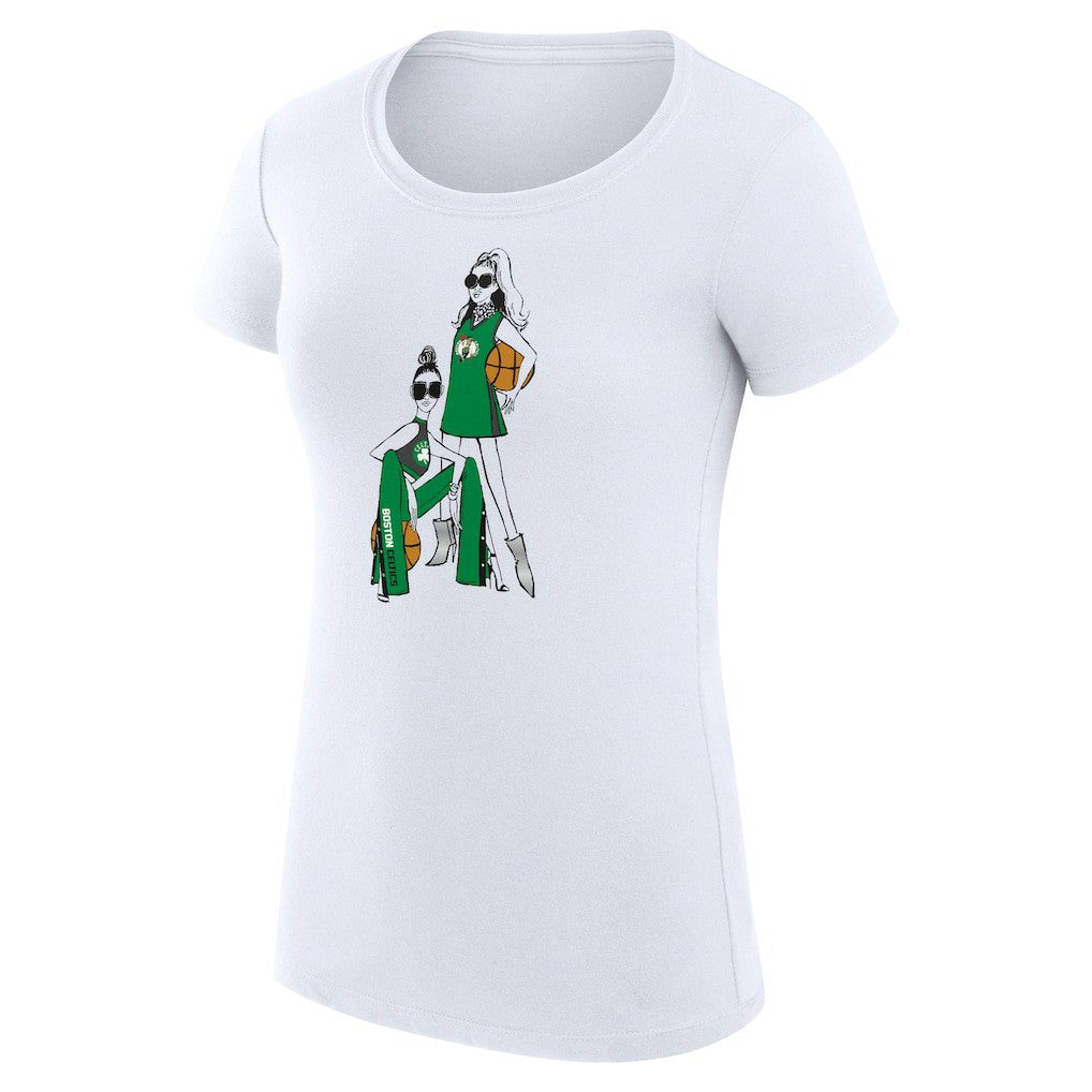 Boston Celtics G-III 4Her by Carl Banks Women's Super-Slim Fit Lightweight Basketball Girls T-Shirt - White for sale