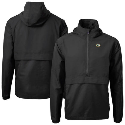 Green Bay Packers Cutter & Buck Charter Eco Recycled Anorak Half-Zip Jacket - Black cheap