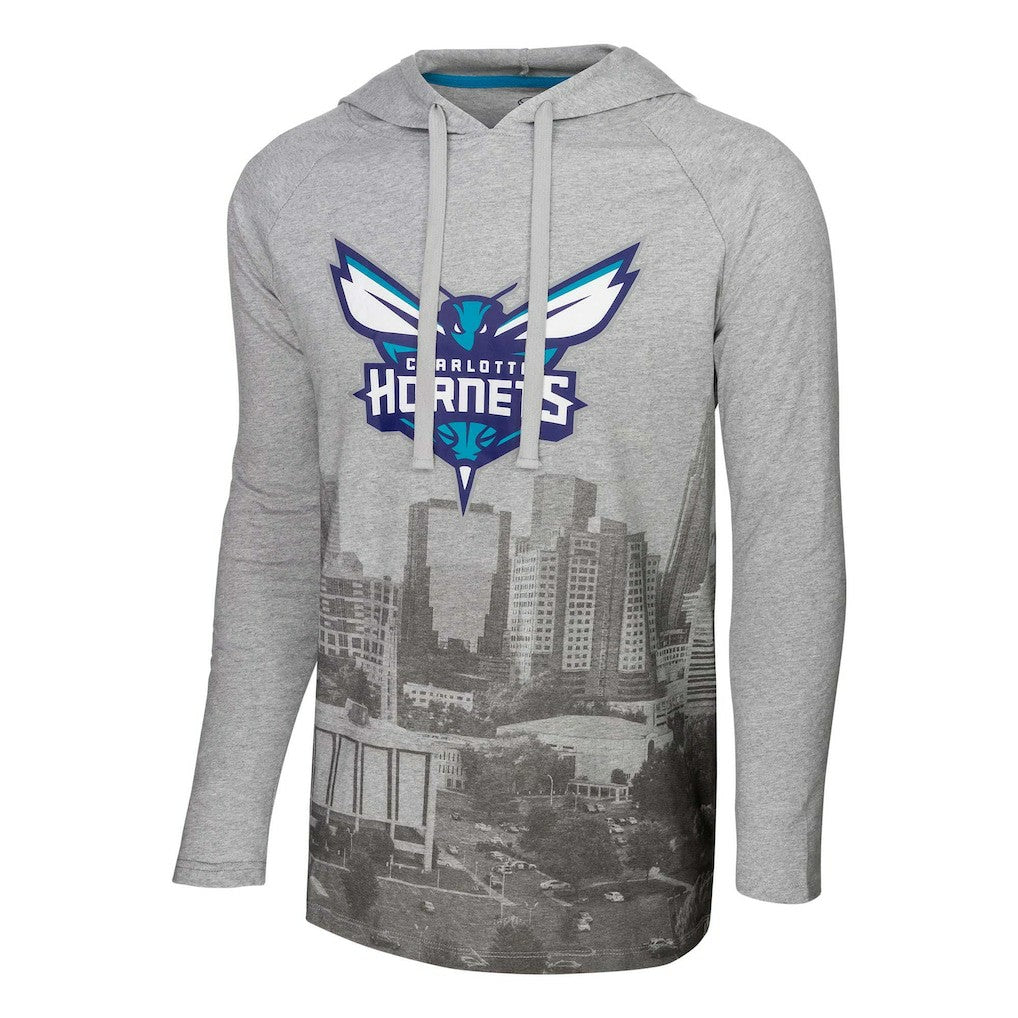Charlotte Hornets Stadium Essentials Atrium Raglan Long Sleeve Hoodie T-Shirt - Heather Gray cheap