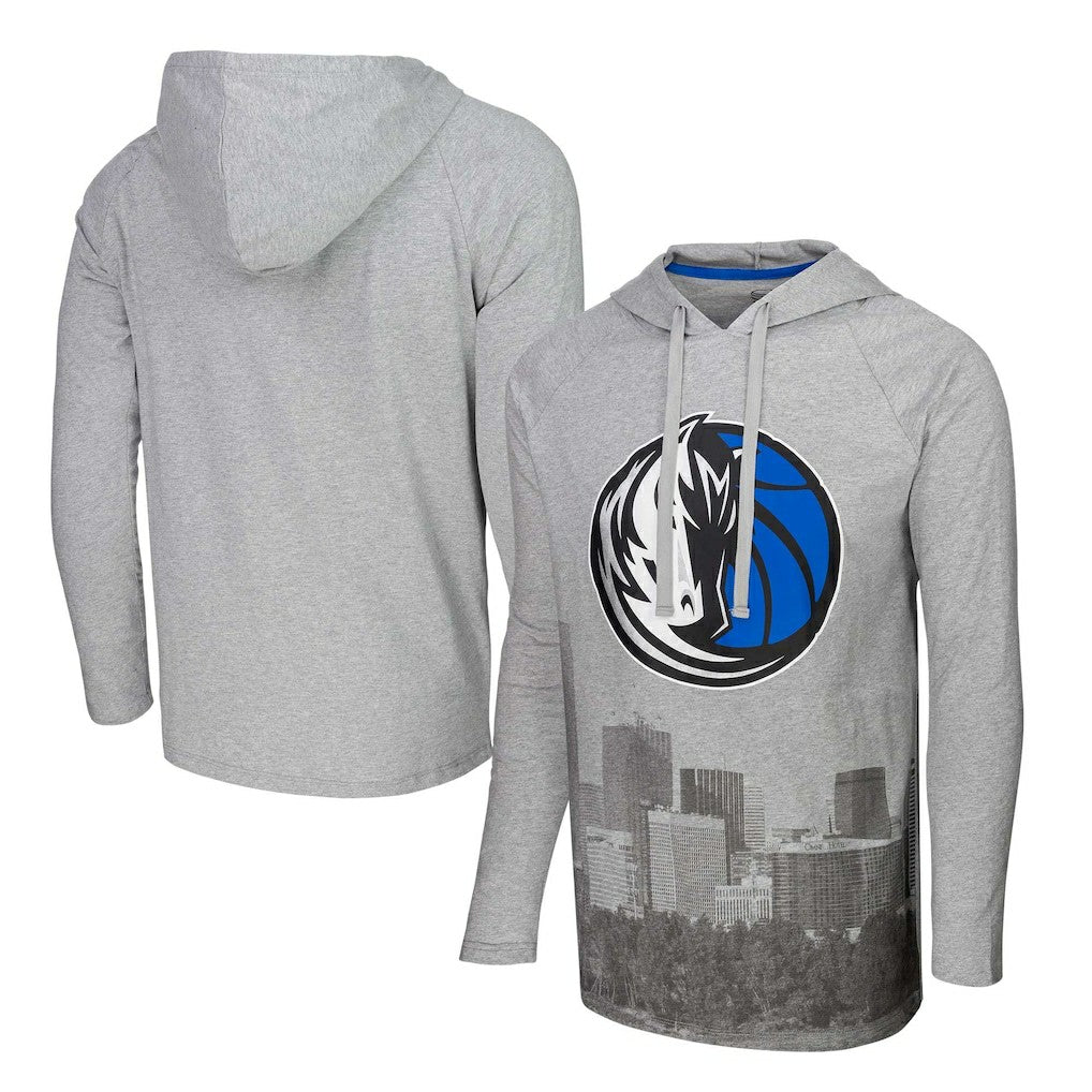 Dallas Mavericks Stadium Essentials Atrium Raglan Long Sleeve Hoodie T-Shirt sale - Heather Gray for sale
