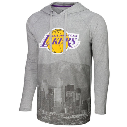 Los Angeles Lakers Stadium Essentials Atrium Raglan Long Sleeve Hoodie T-Shirt - Heather Gray outlet