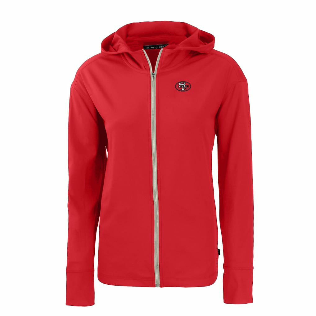 San Francisco 49ers Cutter & Buck Women's Throwback Daybreak Eco Recycled Half-Zip Hoodie - Scarlet discount