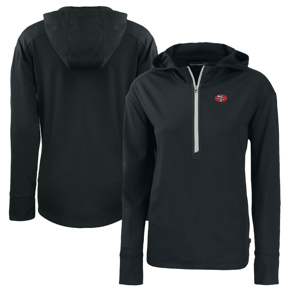 San Francisco 49ers Cutter & Buck Women's Throwback Daybreak Eco Recycled Half-Zip Hoodie - Black discount