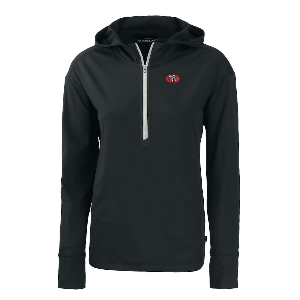 San Francisco 49ers Cutter & Buck Women's Throwback Daybreak Eco Recycled Half-Zip Hoodie - Black discount
