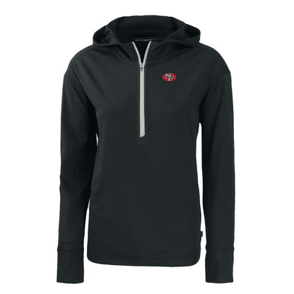 San Francisco 49ers Cutter & Buck Women's Throwback Daybreak Eco Recycled Half-Zip Hoodie - Black discount