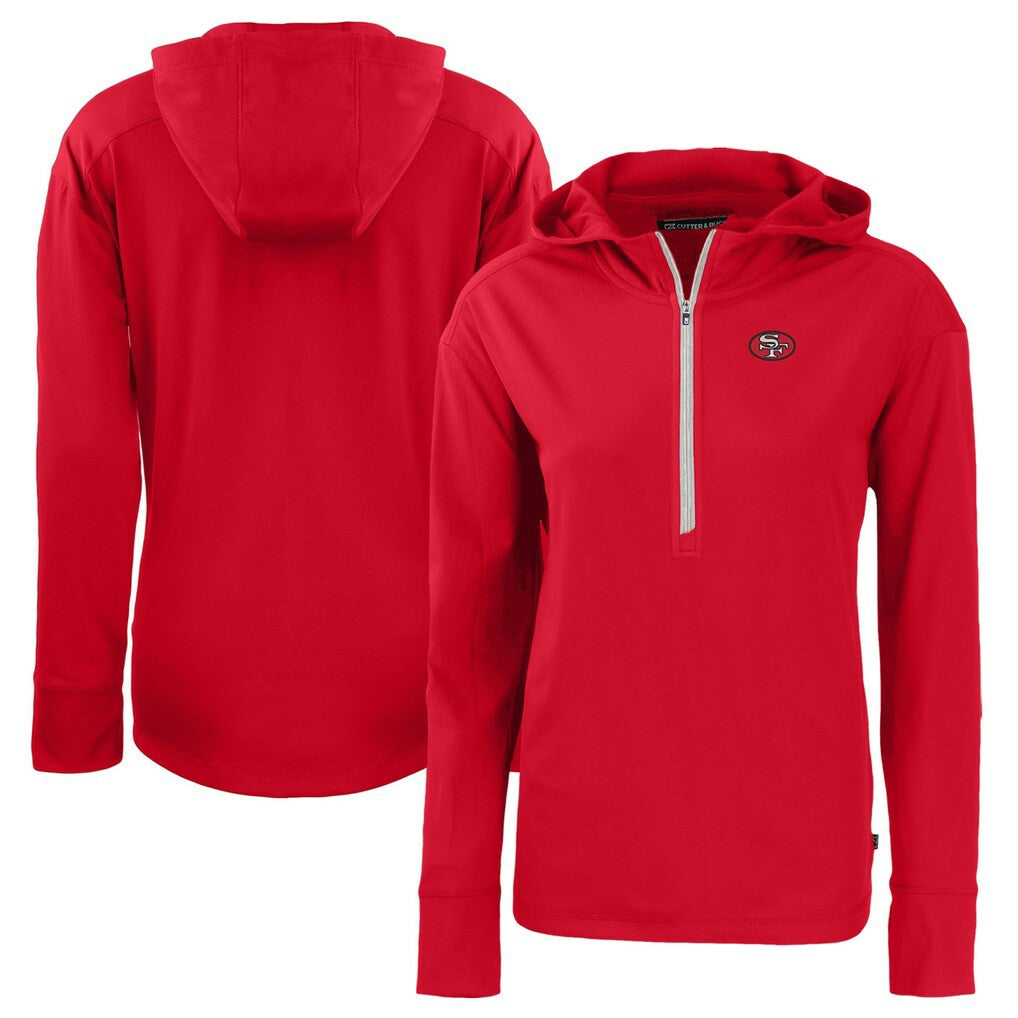 San Francisco 49ers Cutter & Buck Women's Throwback Daybreak Eco Recycled Half-Zip Hoodie - Scarlet sale
