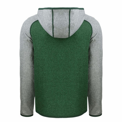 Green Bay Packers Cutter & Buck Throwback Mainsail Sweater-Knit Full-Zip Hoodie - Heather Green/Heather Gray for sale
