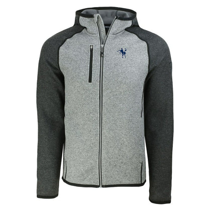 Indianapolis Colts Cutter & Buck Throwback Mainsail Sweater-Knit Full-Zip Hoodie - Heather Gray/Heather Charcoal discount
