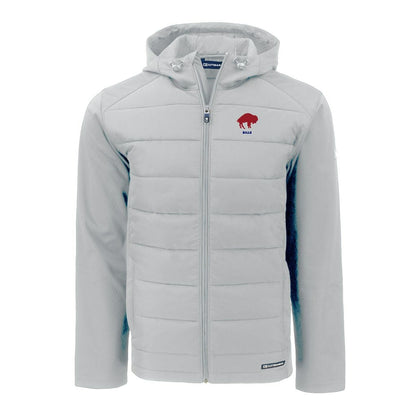 Buffalo Bills Cutter & Buck Throwback Evoke Hybrid Eco Softshell Recycled Full-Zip Hoodie Jacket - Gray for sale