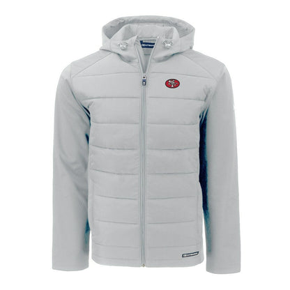 San Francisco 49ers Cutter & Buck Throwback Evoke Hybrid Eco Softshell Recycled Full-Zip Hoodie Jacket - Gray discount