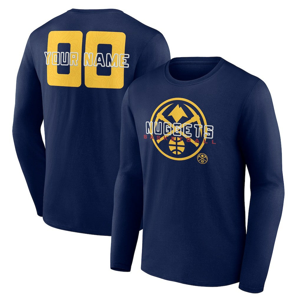 Denver Nuggets Stellar Personalized Name & Number Long Sleeve T-Shirt sale - Navy outlet