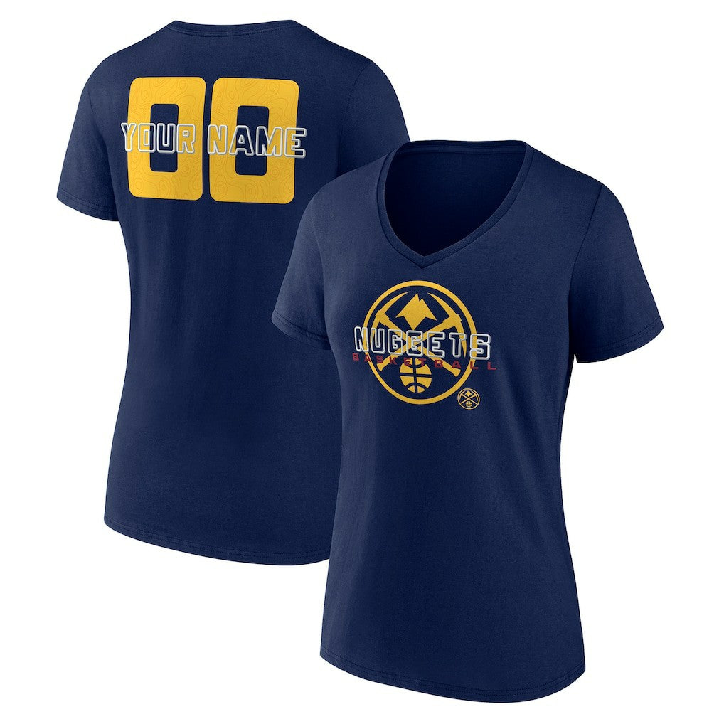 Denver Nuggets Women's Stellar Personalized Name & Number V-Neck T-Shirt sale - Navy for sale