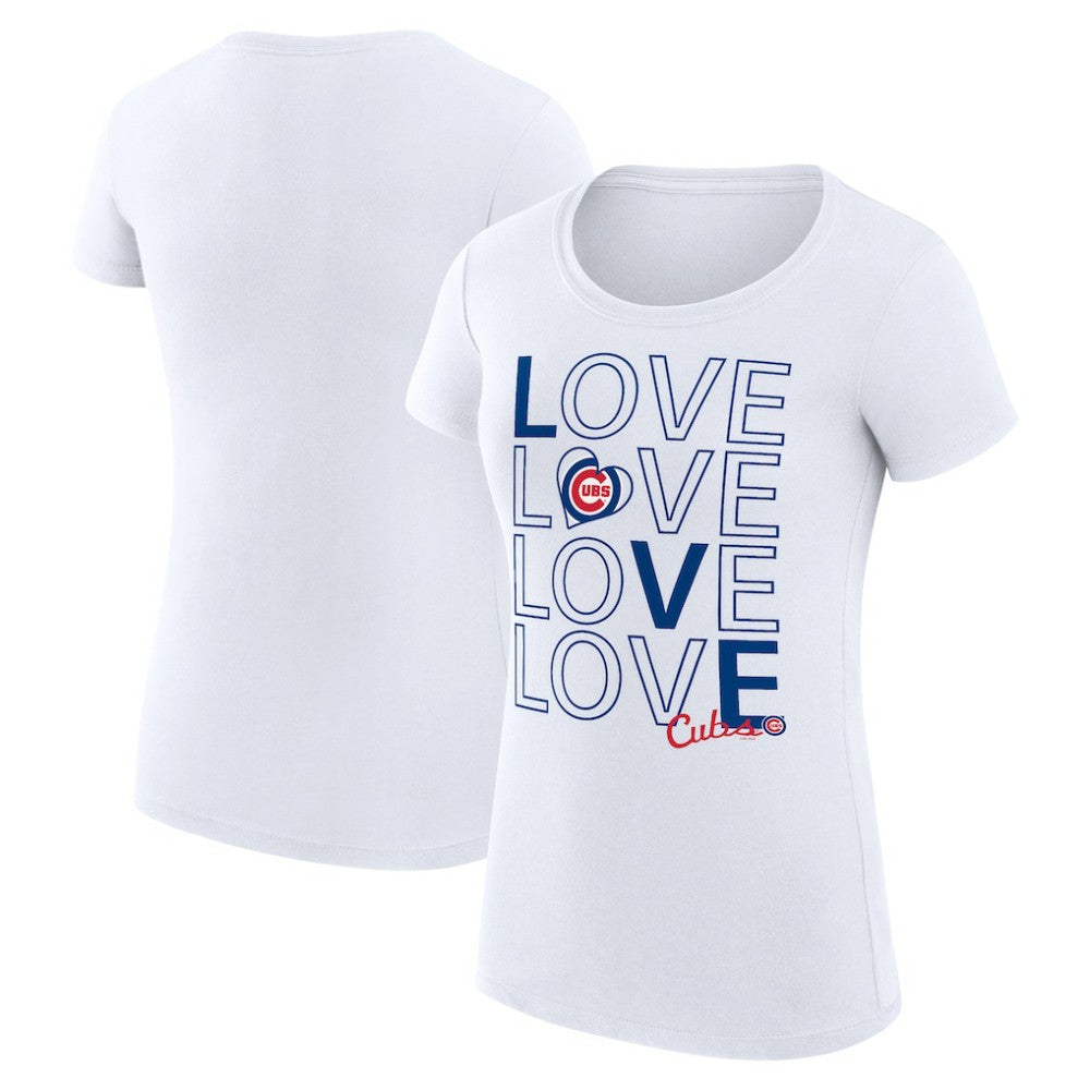 Chicago Cubs G-III 4Her by Carl Banks Women's Super-Slim Fit Lightweight Love Graphic Team T-Shirt - White