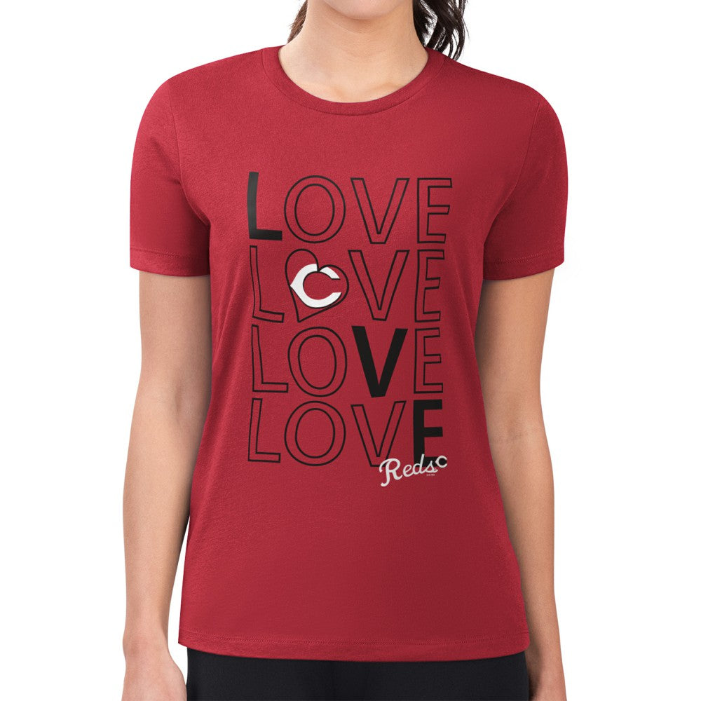 Cincinnati Reds G-III 4Her by Carl Banks Women's Super-Slim Fit Lightweight Love Graphic Team T-Shirt - Red