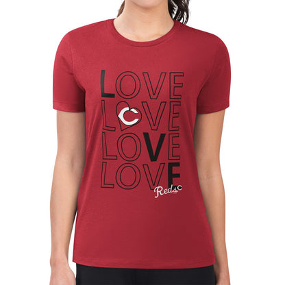 Cincinnati Reds G-III 4Her by Carl Banks Women's Super-Slim Fit Lightweight Love Graphic Team T-Shirt - Red
