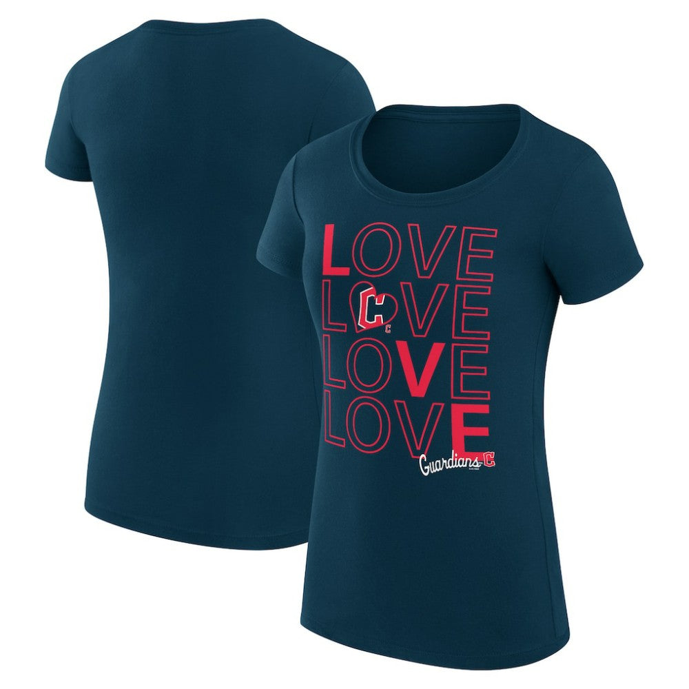 Cleveland Guardians G-III 4Her by Carl Banks Women's Super-Slim Fit Lightweight Love Graphic Team T-Shirt - Navy