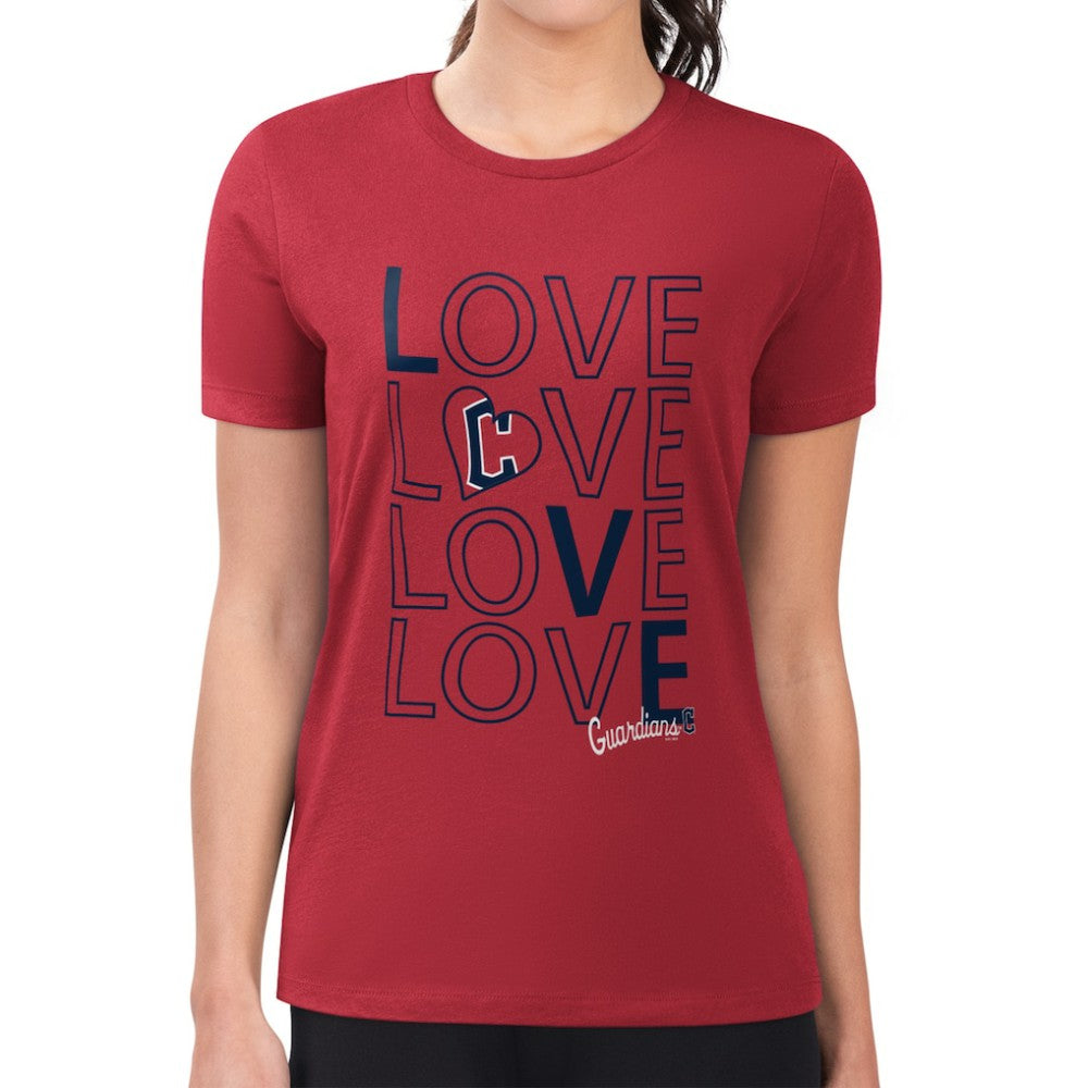 Cleveland Guardians G-III 4Her by Carl Banks Women's Super-Slim Fit Lightweight Love Graphic Team T-Shirt - Red