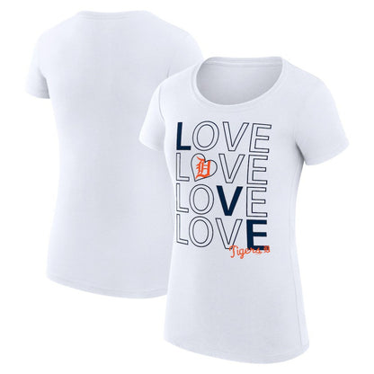 Detroit Tigers G-III 4Her by Carl Banks Women's Super-Slim Fit Lightweight Love Graphic Team T-Shirt - White