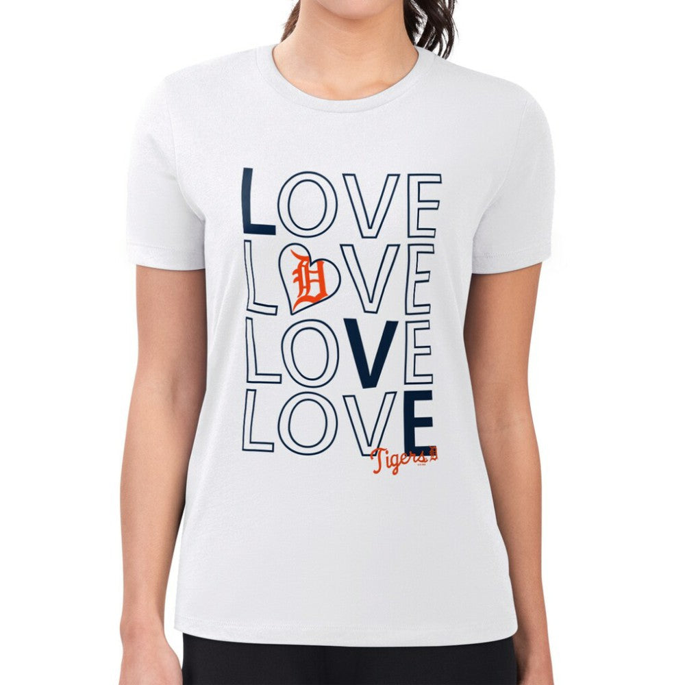 Detroit Tigers G-III 4Her by Carl Banks Women's Super-Slim Fit Lightweight Love Graphic Team T-Shirt - White