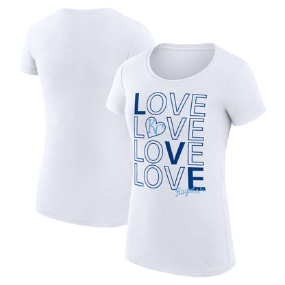 Kansas City Royals G-III 4Her by Carl Banks Women's Super-Slim Fit Lightweight Love Graphic Team T-Shirt - White